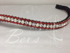 Curved 1/2" Preciosa Crystal Browband: Clear/Pearl (Silver casing) 6mm, and Light Siam 3mm.