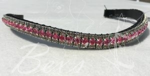 Curved 1/2" Preciosa Crystal Browband: Rose 6mm and Black Diamond 3mm.