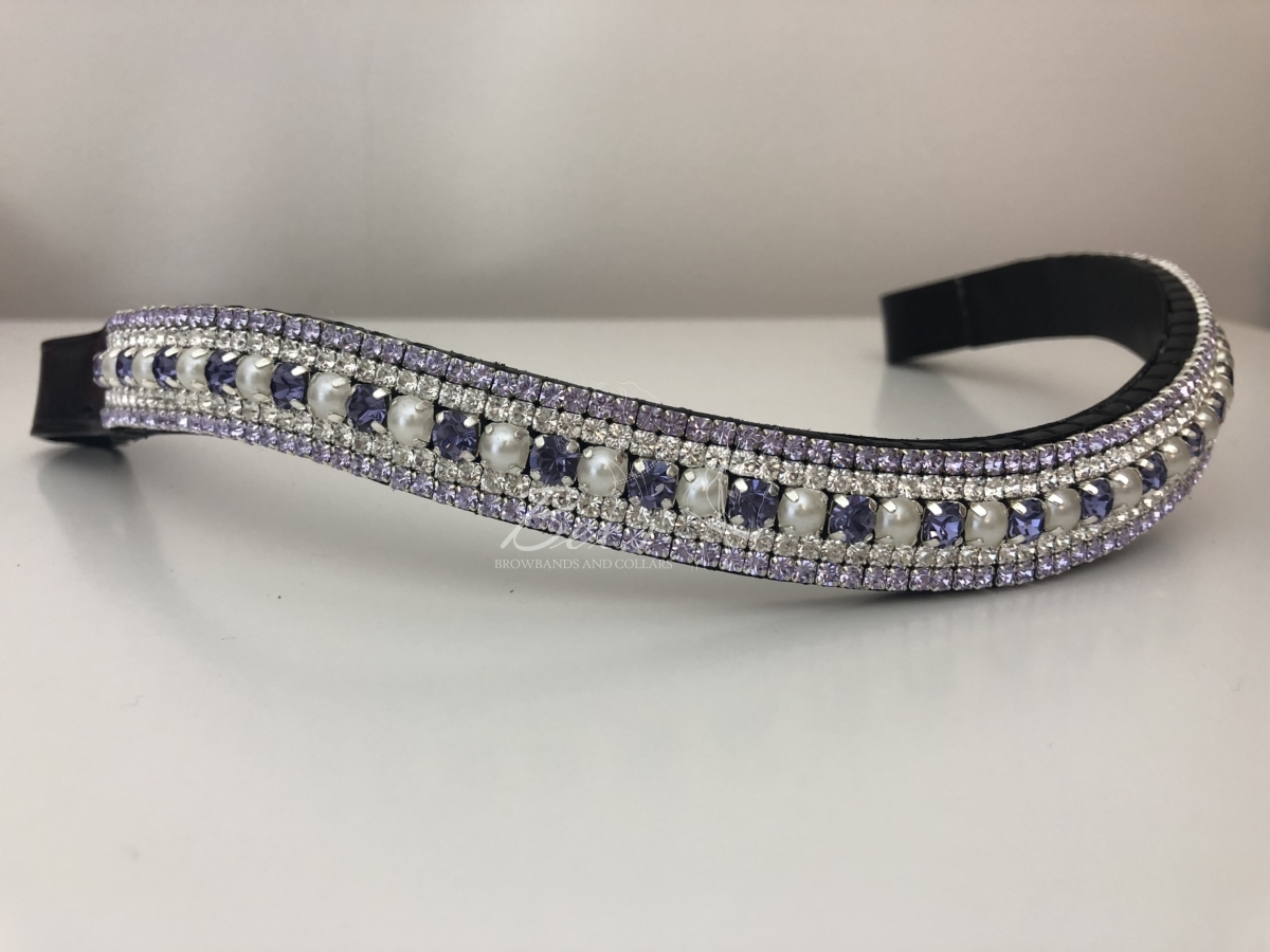 Pearl/Tanzanite 6mm, Crystal 3mm and Violet 3mm. Curved shape
