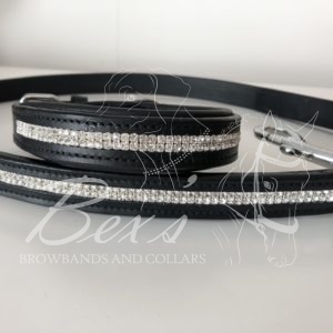 Dog Collar and Matching lead using two rows of Clear Crystal Preciosa crystals